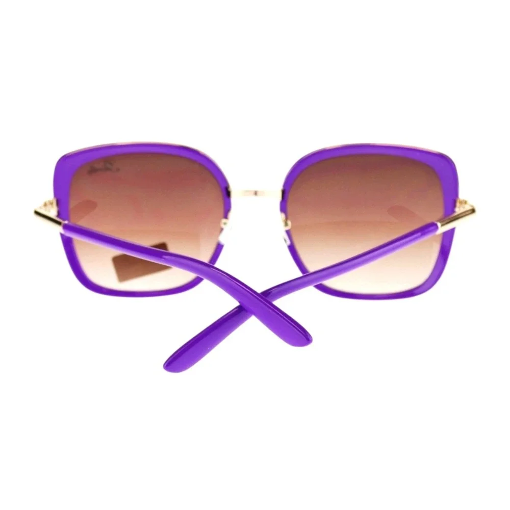 Sunglasses‎ Womens OS Purple New Giselle Square Gold Trim UV400 Protection